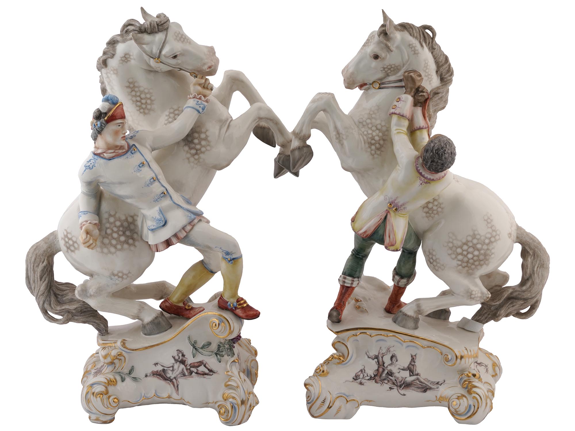 ANTIQUE GERMAN NYMPHENBURG PORCELAIN HORSE TAMERS PIC-0